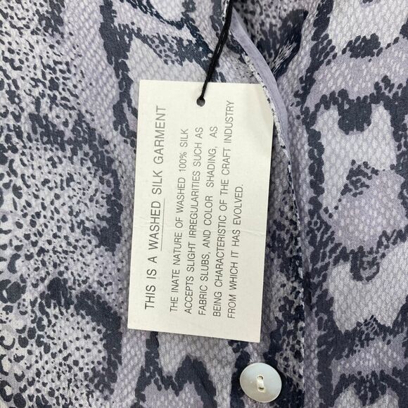 NWT‎ Silk Icon Shirt Womens Sz M Gray Snake Print Button Up Short Sleeve - Picture 8 of 12